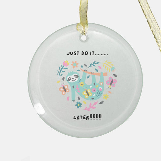 Sloth themed Ornament - Clear Glass (Round)