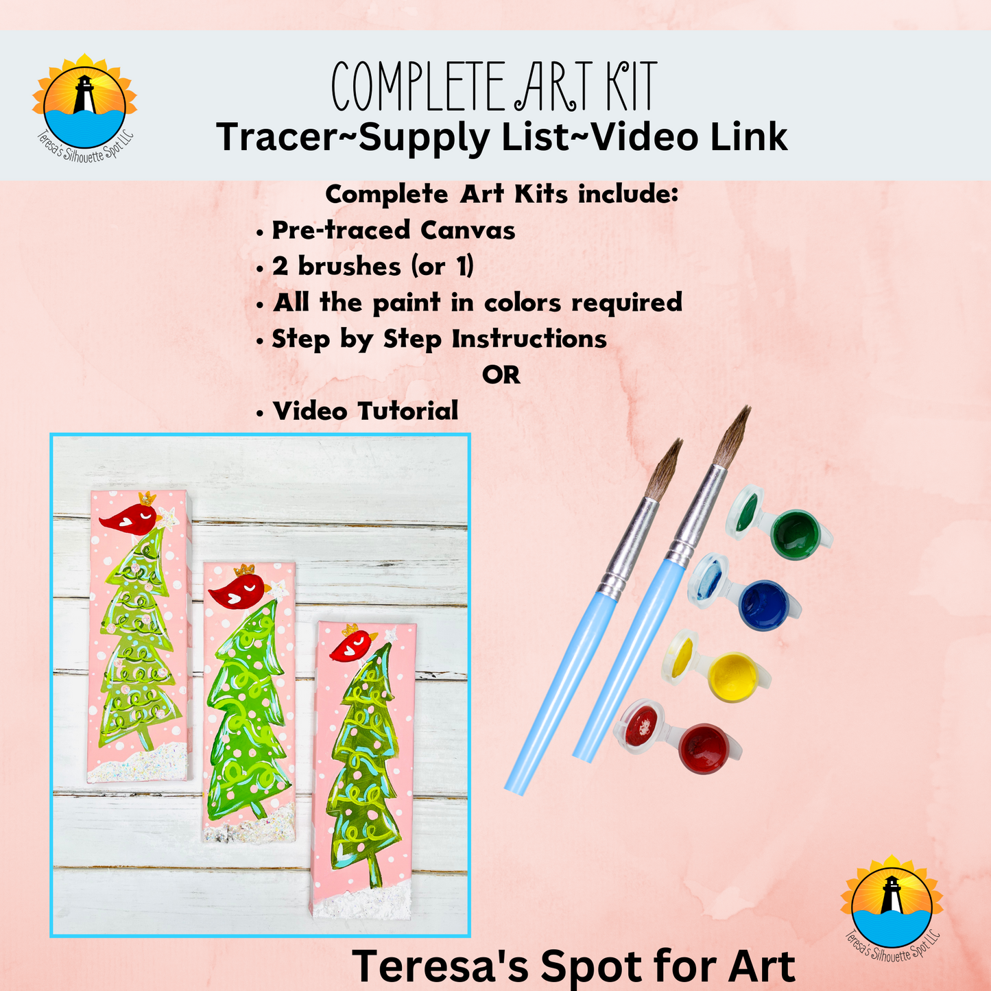 Whimsy Christmas Trees Art Party Kit! At Home Paint Party Supplies! Be –  Teresa's Spot for All Things Art