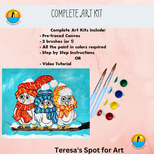 Complete art kit for Whimsy Winter Owls