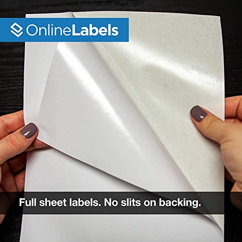 Sticker Paper, 100 Sheets, White Matte, 8.5 x 11 Full Sheet Label, Inkjet or Laser Printer, Online Labels