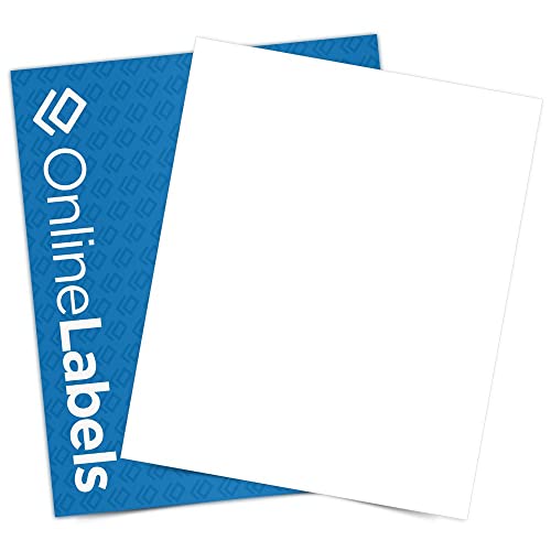 Sticker Paper, 100 Sheets, White Matte, 8.5 x 11 Full Sheet Label, Inkjet or Laser Printer, Online Labels