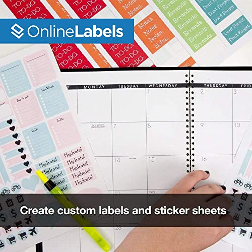 Sticker Paper, 100 Sheets, White Matte, 8.5 x 11 Full Sheet Label, Inkjet or Laser Printer, Online Labels