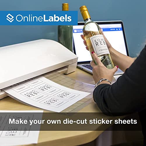 Sticker Paper, 100 Sheets, White Matte, 8.5 x 11 Full Sheet Label, Inkjet or Laser Printer, Online Labels