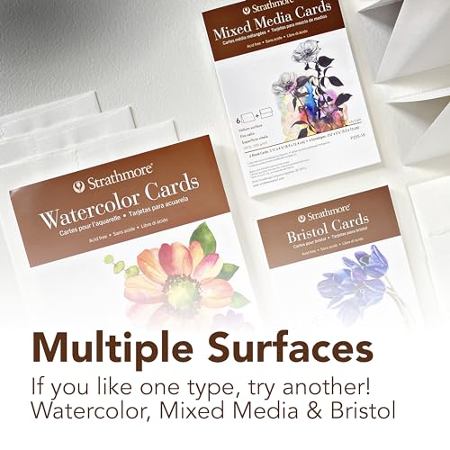 Strathmore 400 Series Watercolor Cards, Cold Press, Announcement Size, 3.5x4.875 inches, 6 Pack, Envelopes Included - Custom Greeting Cards for Weddings, Events, Birthdays