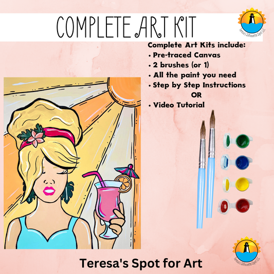 Canvas Complete Art Kit! Virtual at home Woman Power DIY Art! Great For Beginners!