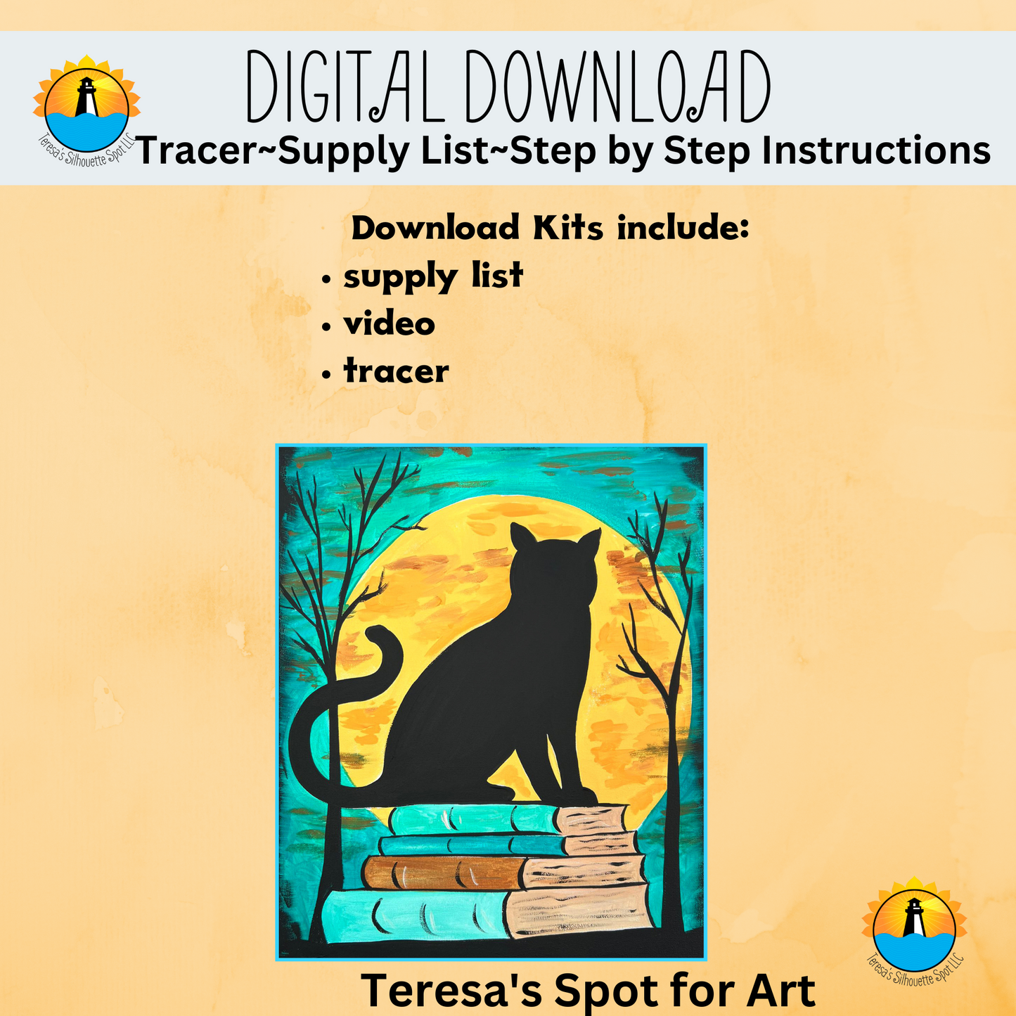 Fall Black Cat Acrylic Painting Tutorial: Easy Beginner Step by Step Painting