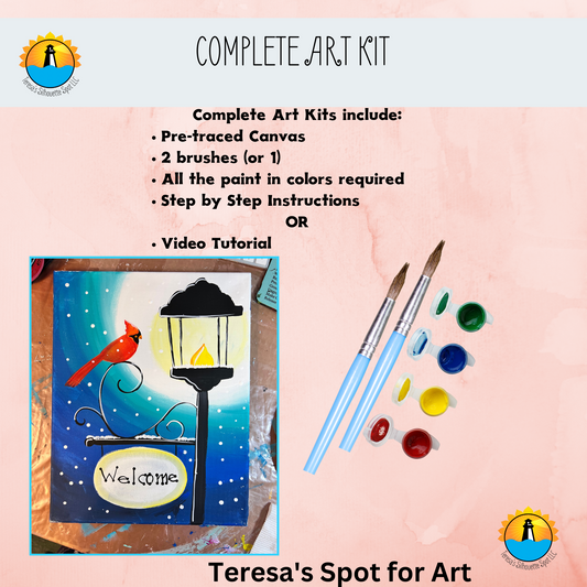 Winter Cardinal Complete Art Party Kits