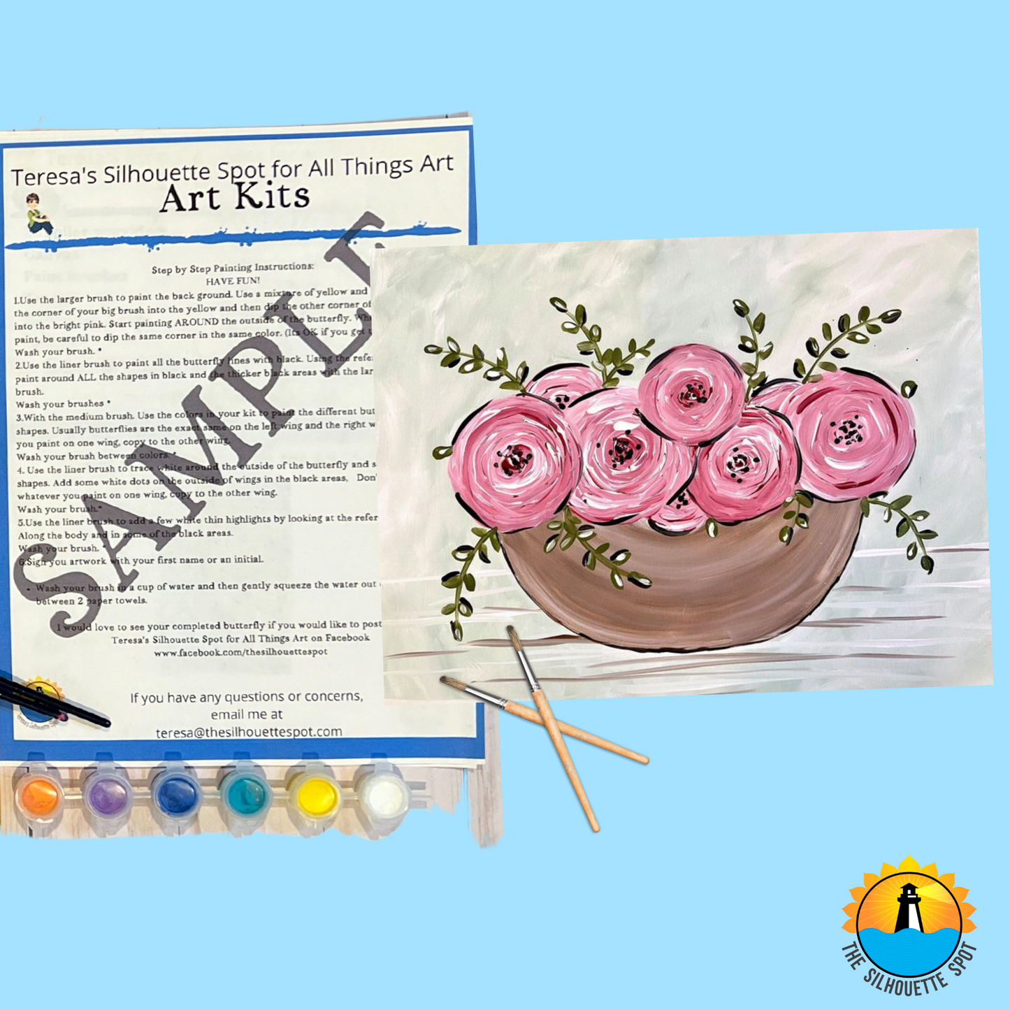 Canvas Complete Art Kit! Virtual at home Floral Art!  Great For Beginners!