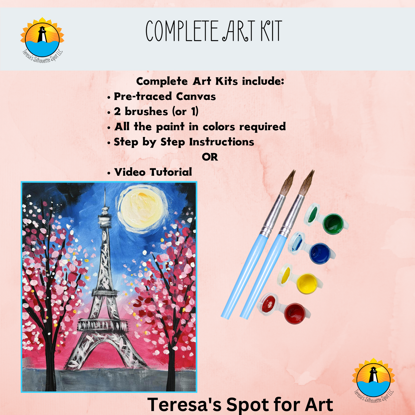 How to Paint a Spring Eiffel Tower Complete Art Kit