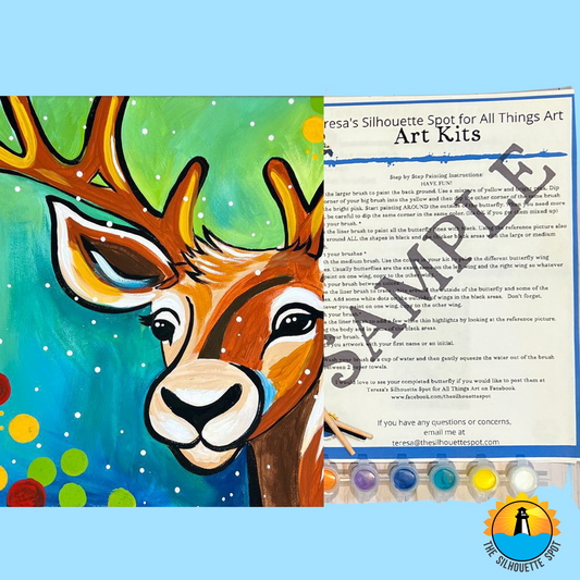 Christmas Reindeer  Art Party Kit! At Home Paint Party Supplies! Beginner Friendly!