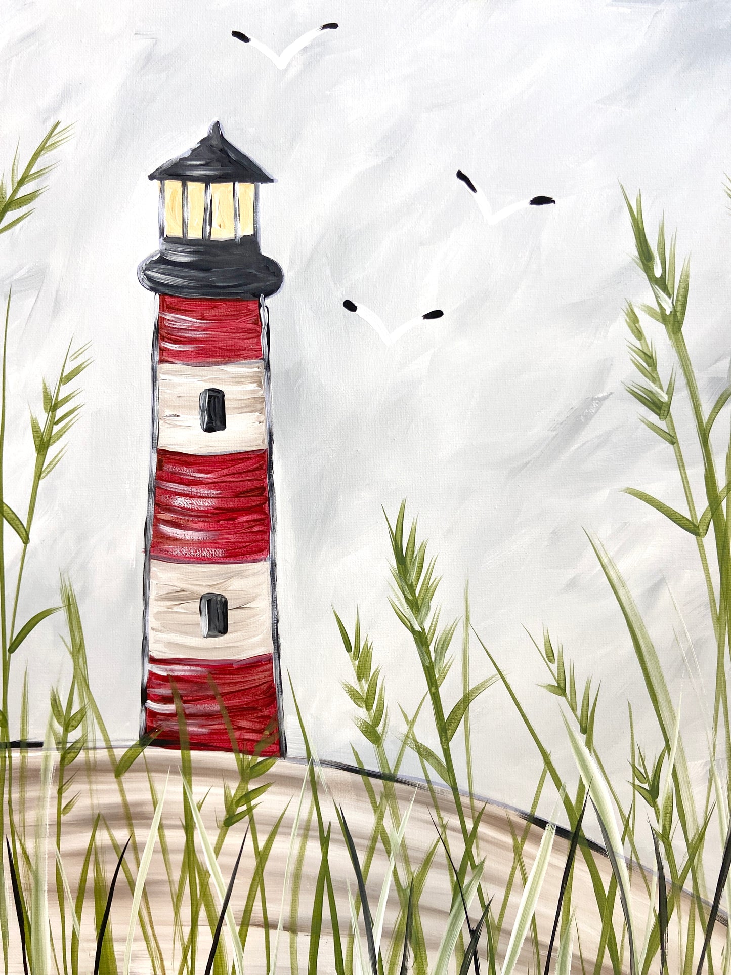 How to paint a Lighthouse Acrylic Painting Tutorial for Beginners - Create Joy with Simple and Fun Art