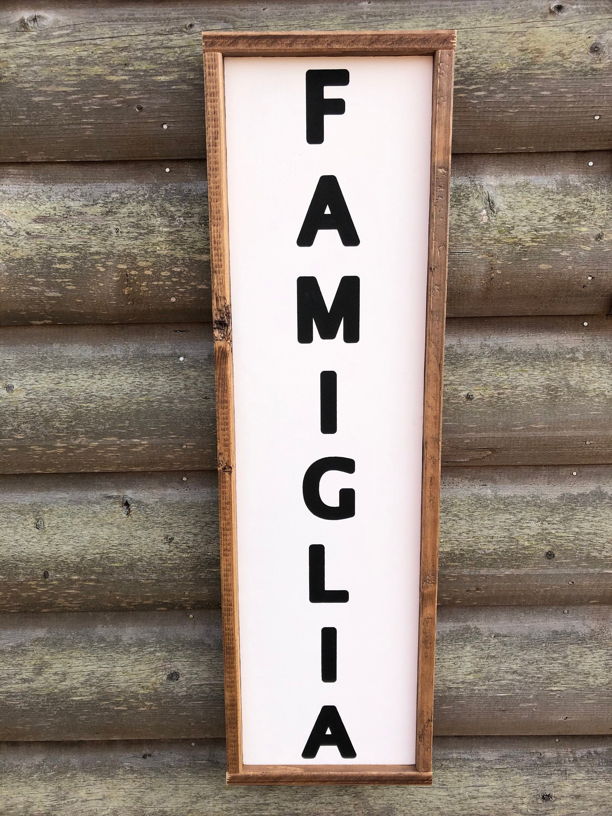 Family Farmhouse Rustic Framed Wall Sign-Famiglia