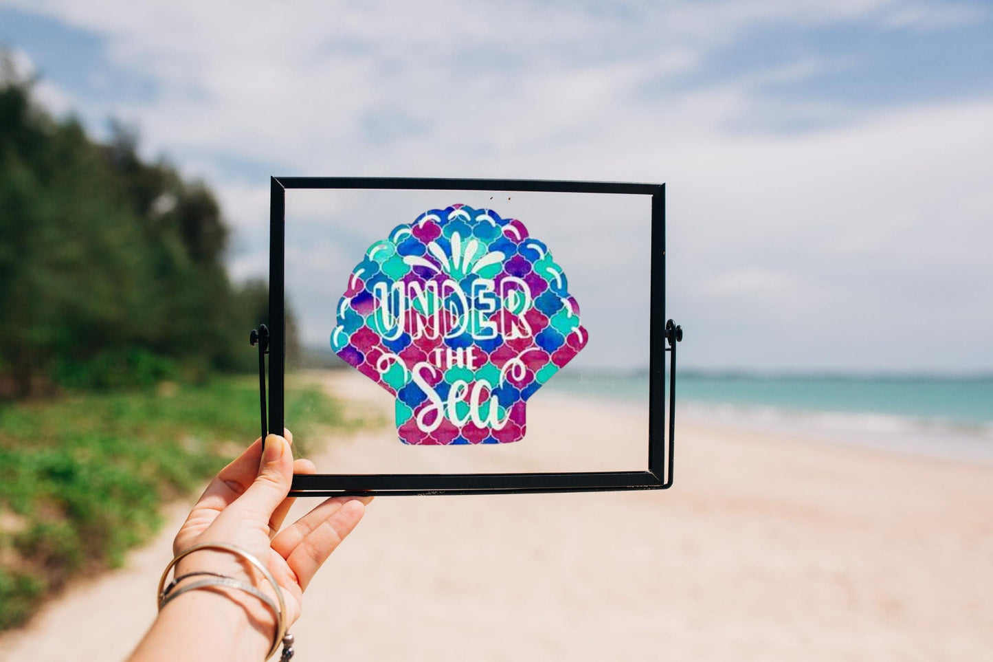 Seashell Car Deal for Beach Lover, Island Lover Sticker, Sparkleberry pattern vinyl
