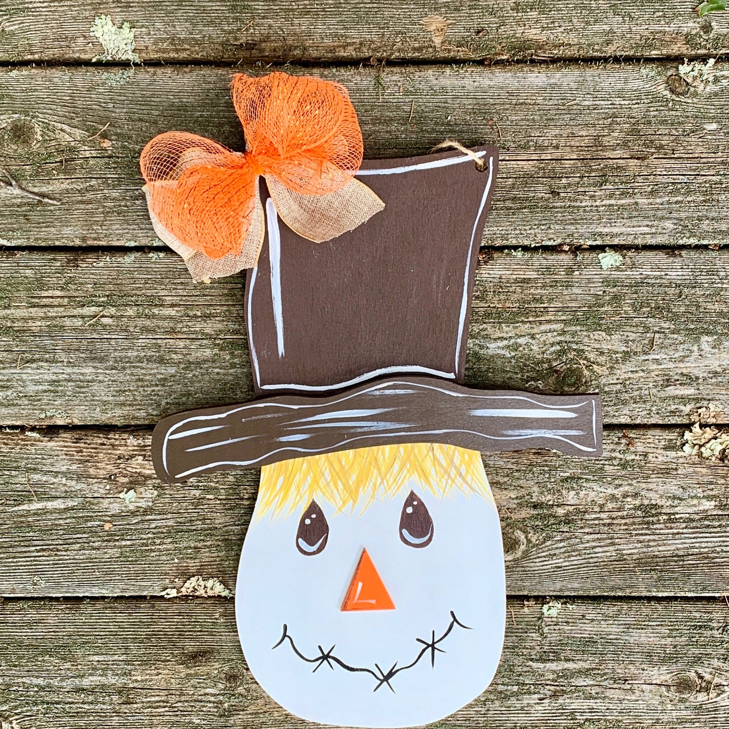 Scarecrow Hand Painted with 3D Hat for Fall