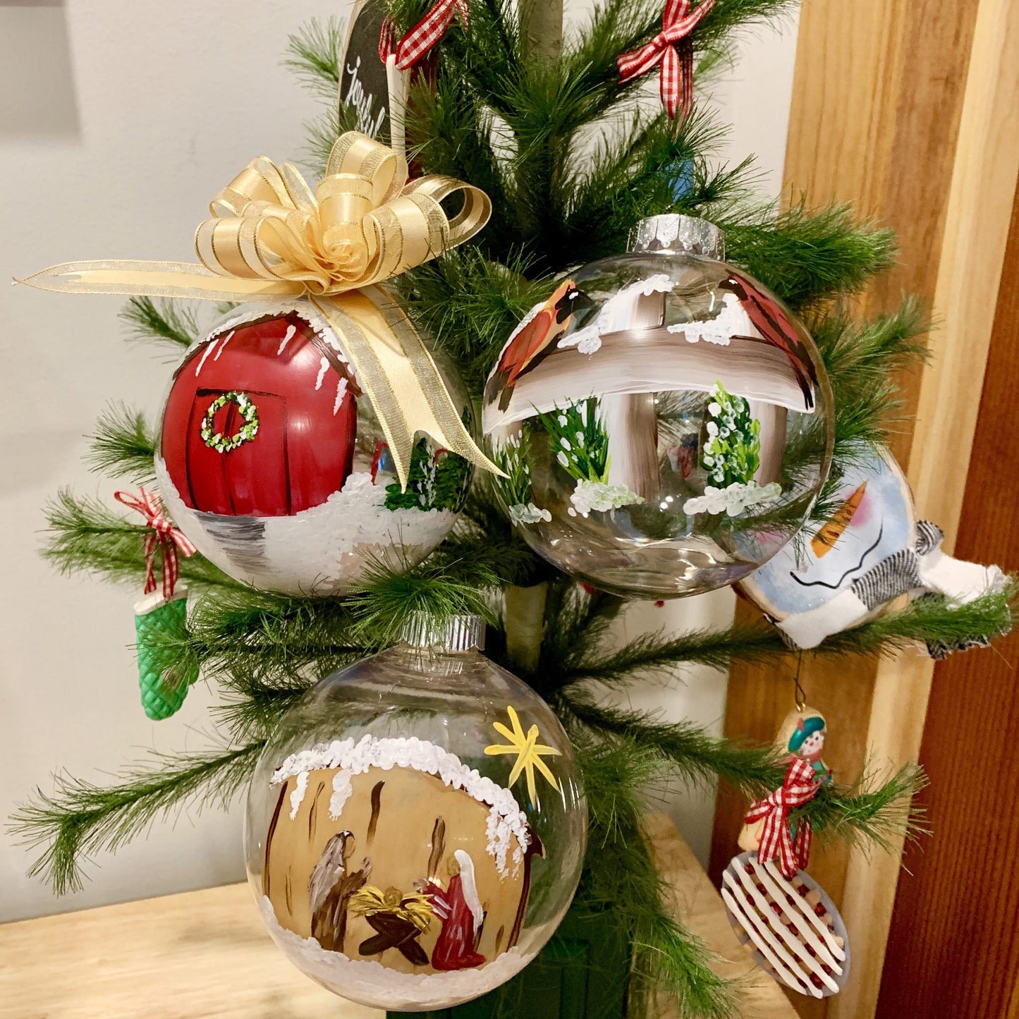 Christmas Ornament With Snowy Red Barn