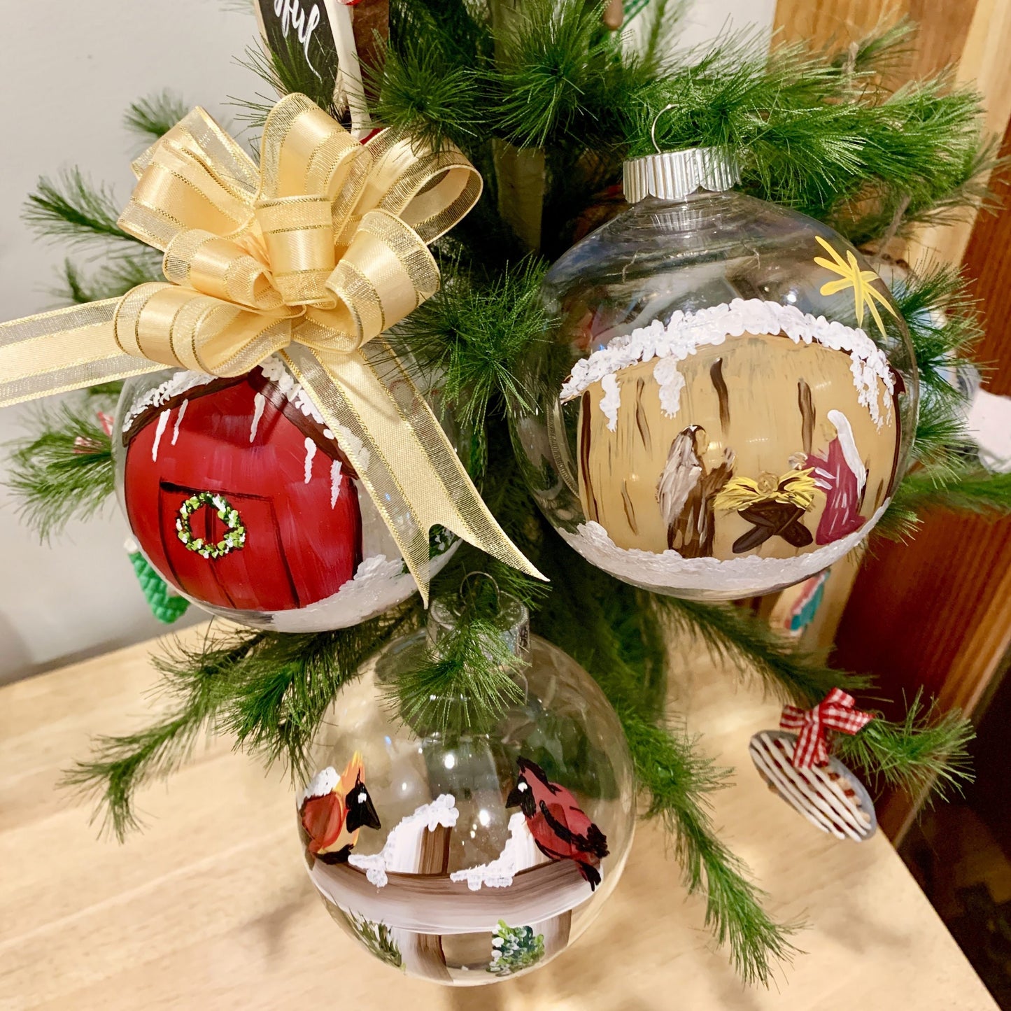 Christmas Ornament With Snowy Red Barn